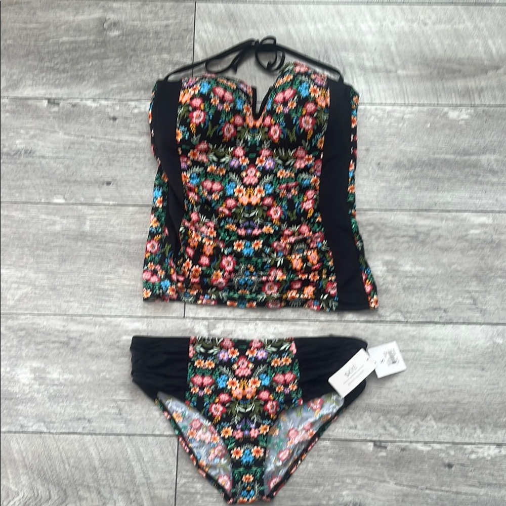 New Bikini village Floral Halter Bikini Set